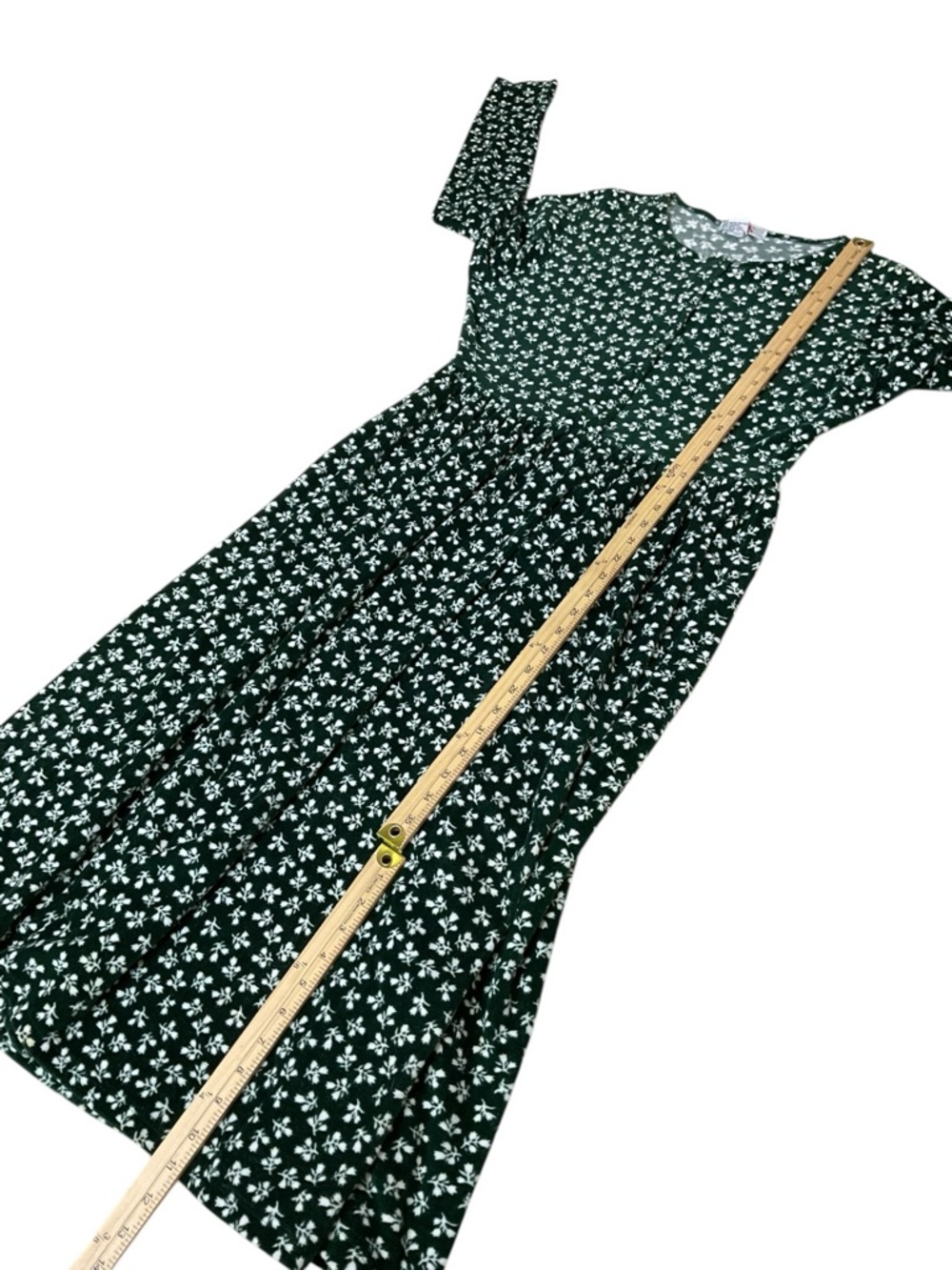 FADS Green Floral Dress Medium Long Sleeve Cottagecore Casual Midi - Picture 5 of 6